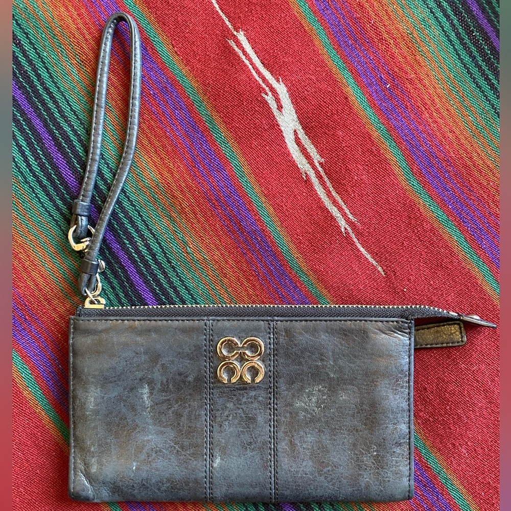 Coach Wallet Wristlet. 7.5” x 4.5”. Good Condition! Leather. Charcoal. - Picture 3 of 7